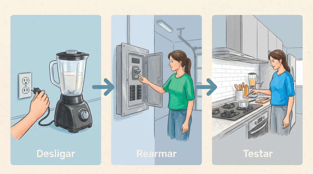 O disjuntor da cozinha vive caindo quando você liga o micro-ondas junto com a airfryer? O sinal amarelo avisa que o circuito chegou ao limite