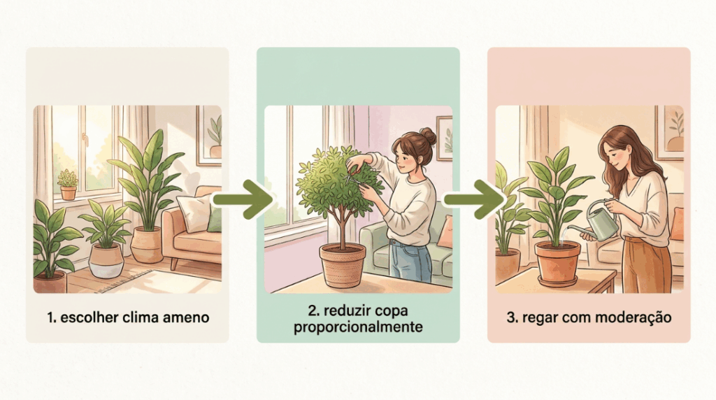 Mexer e podar as raízes da planta no auge do calor do verão é um risco enorme de desidratação fulminante para a espécie