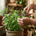Quando o manjericão começa a florir, uma poda simples muda o destino da planta e pode devolver força à produção de folhas