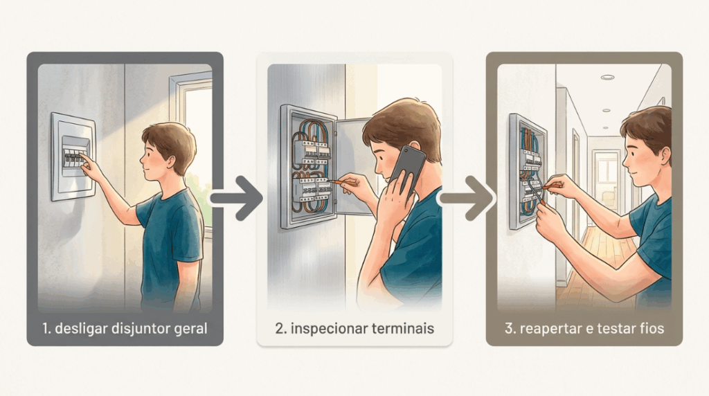 O interruptor da escada parou de acender a luz de cima dependendo de qual botão você aperta embaixo? Um fio solto no sistema paralelo é a razão