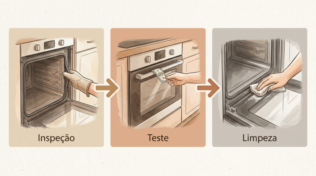 Se o bolo demora muito mais tempo para assar e a porta do forno parece meio frouxa, verifique esta borracha de vedação antes de culpar a receita