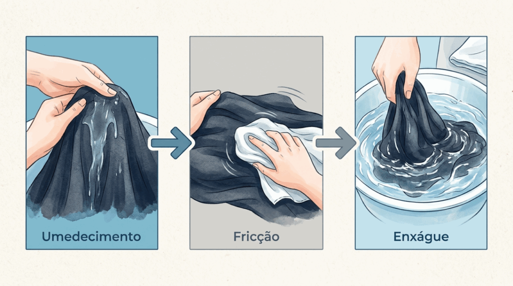 Roupas escuras saem da máquina com manchas esbranquiçadas parecidas com talco? O excesso de sabão em pó mal dissolvido é a causa mais comum
