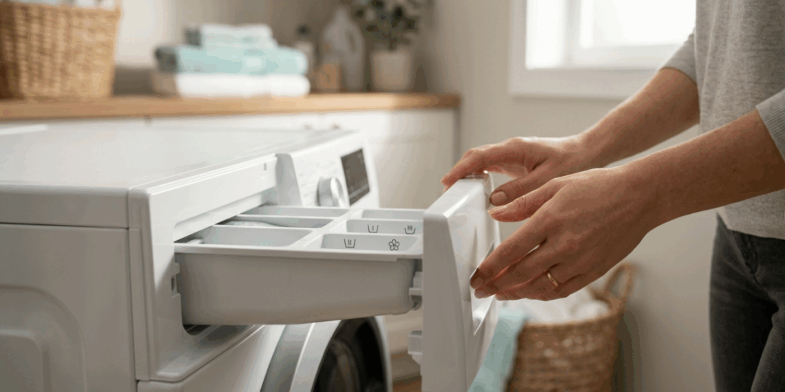 Os compartimentos da gaveta da máquina de lavar não liberam os produtos ao mesmo tempo e é exatamente por isso que eles existem