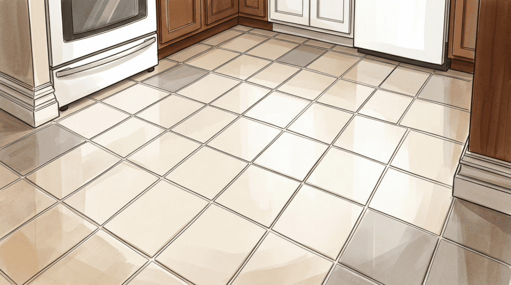 O rejunte do piso da cozinha ficou escuro e com aspecto de sujo mesmo depois da faxina? O segredo para desencardir sem precisar refazer tudo