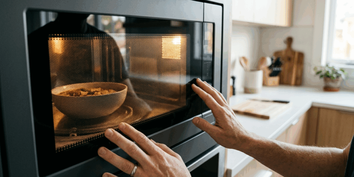 A tela preta da porta do micro-ondas não está ali só para escurecer o vidro: os pequenos furos têm uma função de segurança