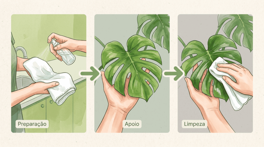 Suas plantas de dentro de casa estão com as folhas opacas e sem brilho? Uma limpeza simples com pano úmido devolve o vigor e acelera o crescimento