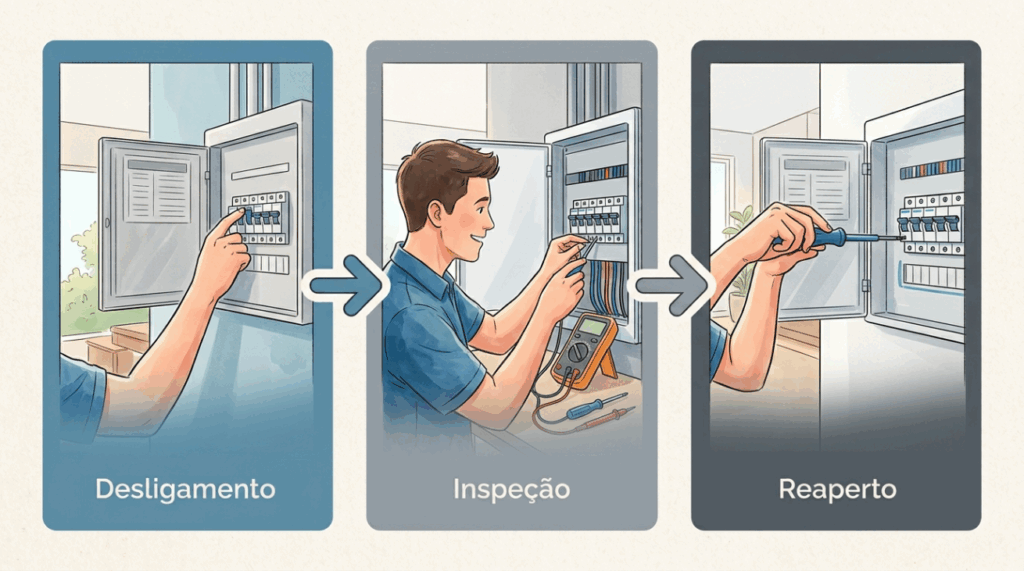 O quadro de luz da sua casa estala ou apresenta cheiro de queimado leve ao ligar aparelhos potentes? Um parafuso frouxo no disjuntor pode ser o alerta