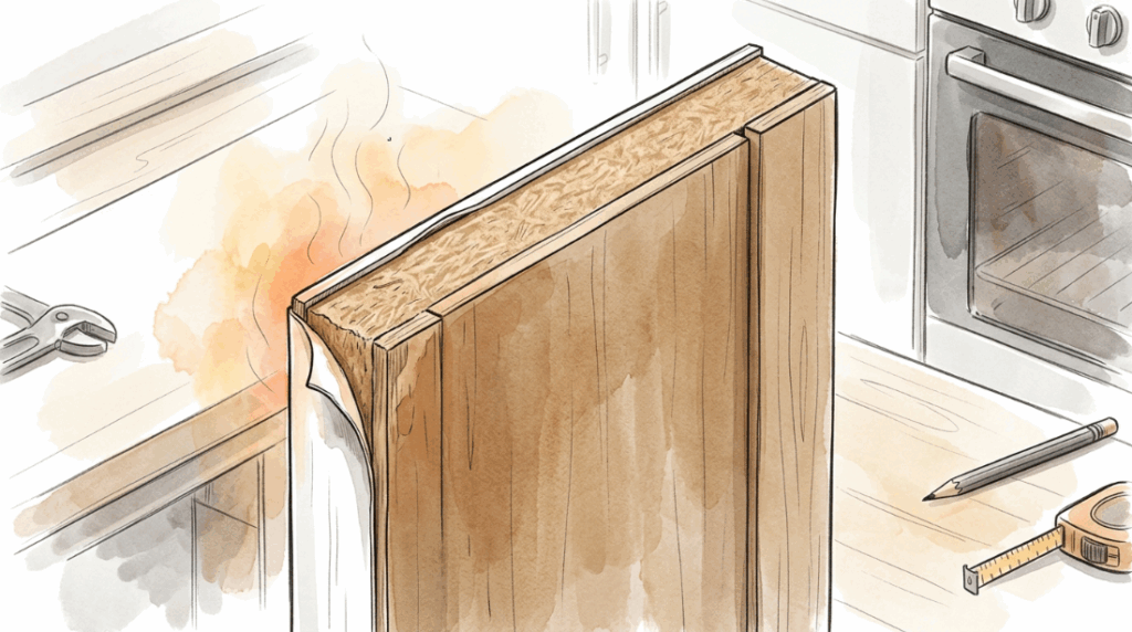 As beiradas das portas dos armários perto do fogão estão começando a soltar uma fitinha plástica? Como colar antes que o móvel estufe de vez
