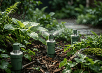 Regar o jardim com o sistema automático à noite parece econômico, mas mantém as folhas molhadas no escuro e convida fungos para o canteiro