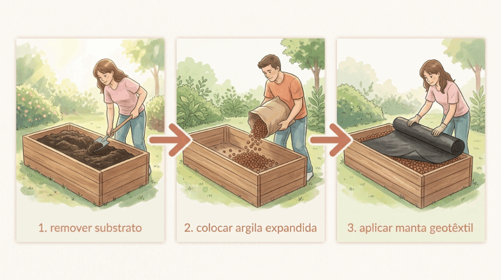 Seus canteiros elevados de jardim estão acumulando água e matando as plantas? A falta de saídas de escoamento embaixo da mureta é o erro fatal