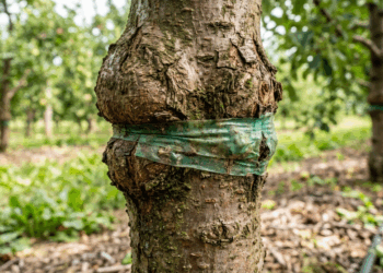 Aquele enxerto que você fez na árvore frutífera pegou, mas começou a murchar do nada? O culpado pode ser a fita plástica que estrangulou o tronco