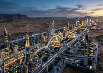 Como engenheiros tentaram erguer uma cidade linear de 170 km no deserto sem esmagar a cadeia global de suprimentos com a força dos custos astronômicos