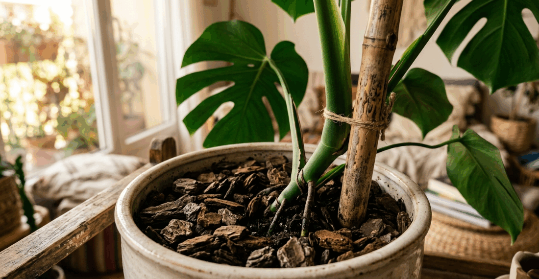 Usar vergalhões de ferro enferrujados como tutor para as plantas pode transferir calor e queimar o caule sensível nos dias mais quentes