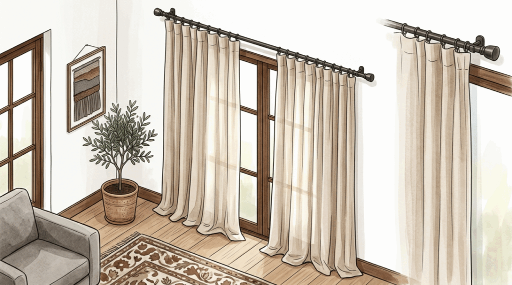 Lavar cortinas pesadas do jeito errado na máquina pode encolher o tecido e estragar o caimento perfeito que elas tinham na sala