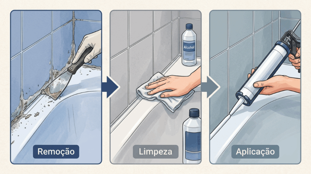 Esfregar o silicone mofado do box com esponja não resolve: por que a única solução definitiva para aquele encardido é arrancar tudo e refazer