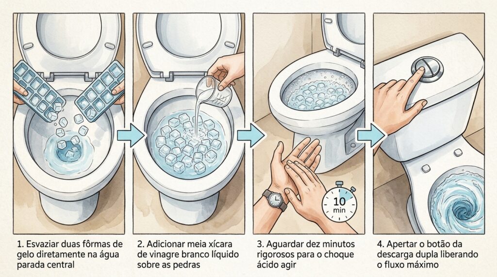 Descartar gelo no vaso sanitário uma vez por semana, há benefícios?