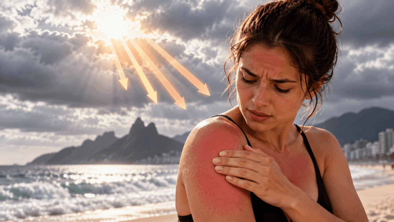 A pele fica vermelha depois de passar o dia no mormaço? Entenda como a radiação ultravioleta pode provocar queimaduras mesmo sem sol visível