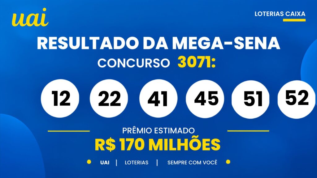 Resultado da Mega-Sena 3071 de hoje (18/10): veja os números sorteados e o prêmio de R$ 170 milhões