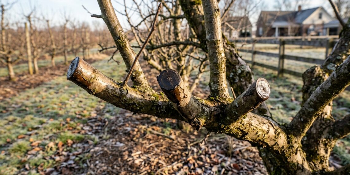 Cortar os galhos grossos da fruteira no período de frio intenso faz a planta sofrer com a geada e perder a capacidade de emitir brotos na primavera