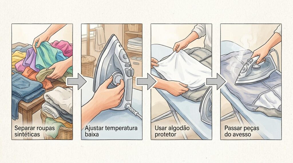 A roupa sintética agarra, ganha vincos e quase derrete na tábua de engomar? A capa metalizada reflete demasiado calor