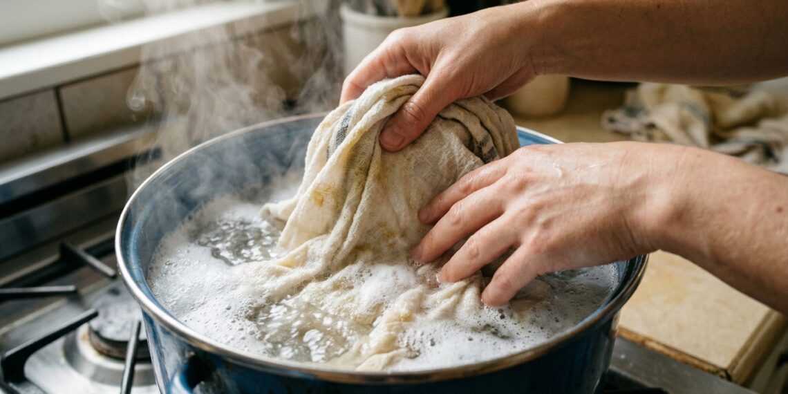 Limpeza de pano de cozinha gorduroso: truque para que fique completamente limpo e sem manchas