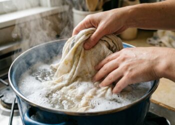 Limpeza de pano de cozinha gorduroso: truque para que fique completamente limpo e sem manchas