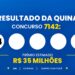 Resultado da Quina 7142 de hoje (quarta-feira, 14/10): veja os números sorteados e o rateio do prêmio de R$ 36 milhões