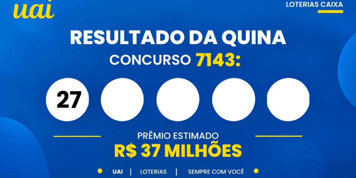 Resultado da Quina de hoje: veja números e rateio do concurso 7143 (quinta, 15/10)