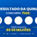 Resultado da Quina 7145 de hoje (18/10): veja os números sorteados e o prêmio de R$ 50 milhões
