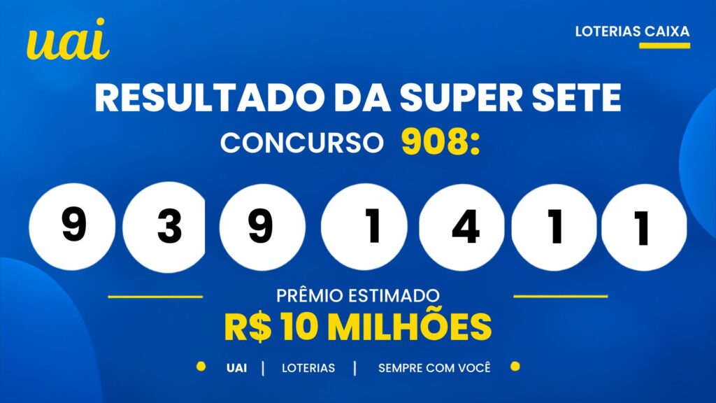Resultado da Super Sete 908 de hoje (07/10): veja os 7 números sorteados e o rateio do prêmio de R$ 10,5 milhões
