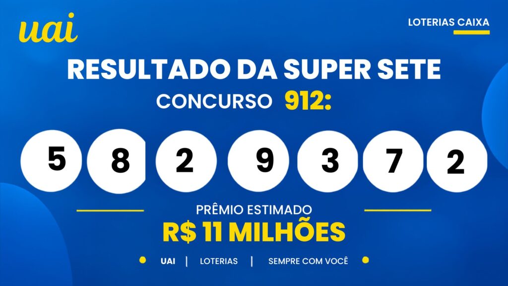 Resultado da Super Sete 912 de hoje (19/10): veja os números sorteados e o prêmio de R$ 11,6 milhões
