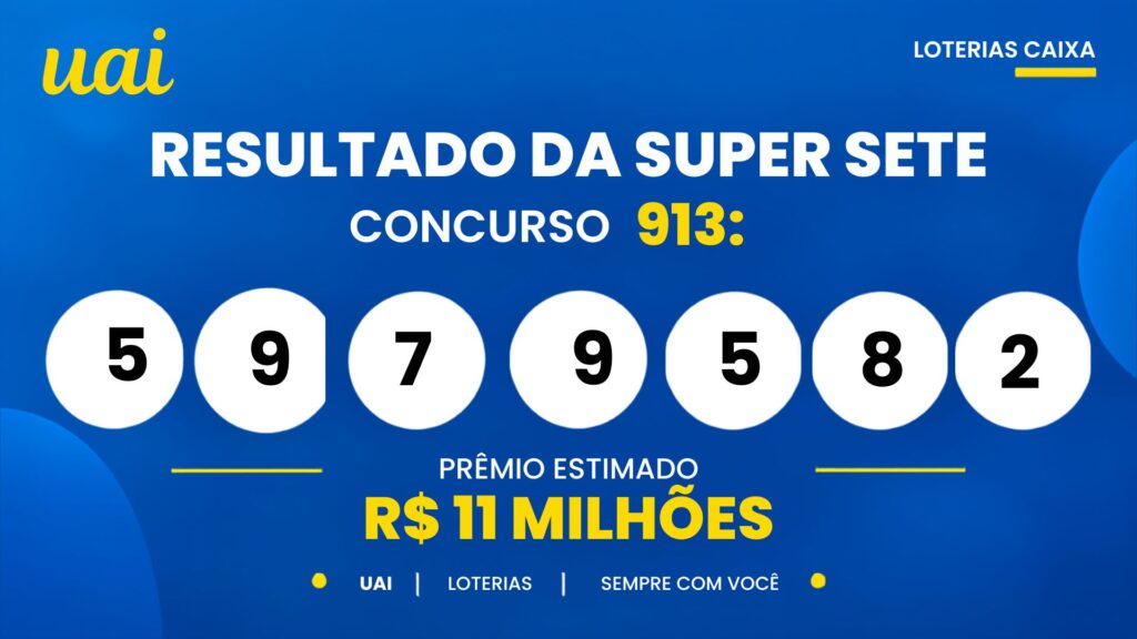 Resultado do Super Sete 913 de hoje (quarta-feira, 21/10): números das sete colunas, ganhadores e rateio