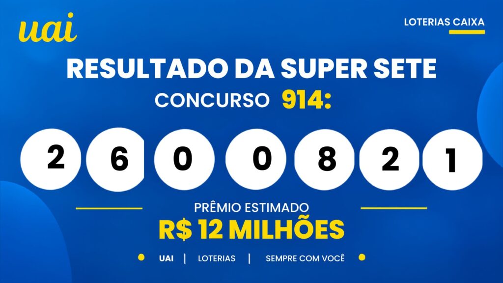 Resultado da Super Sete 914: confira os números das sete colunas e o rateio do prêmio de R$ 12 milhões