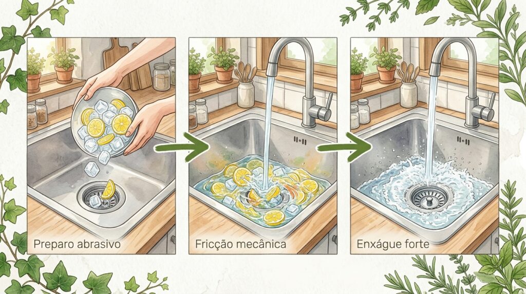 Um cheiro azedo e de esgoto sobe da pia da cozinha sempre que o triturador é ligado? Restos em decomposição estão presos sob as lâminas