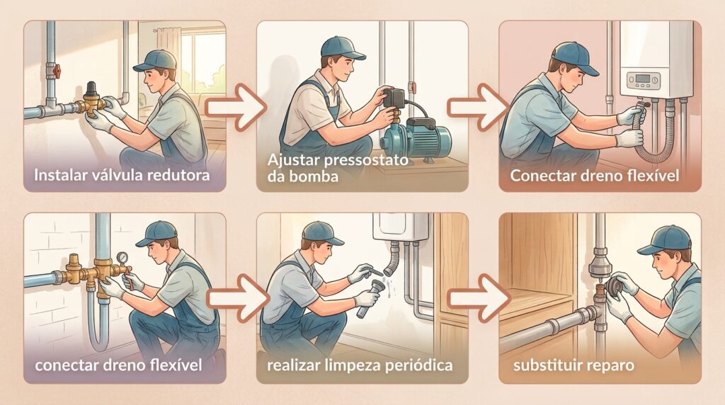 O aquecedor de água a gás da área de serviço está pingando água sem parar pela válvula lateral? A pressão do encanamento pode estar desregulada