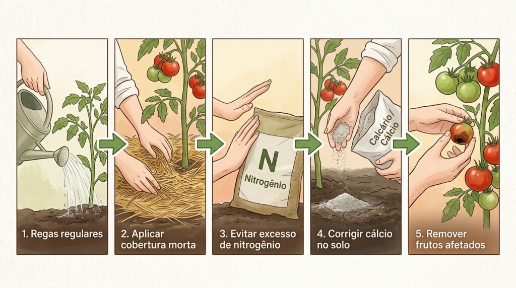 Os pimentos e tomates ganham uma mancha negra e mole na base antes de amadurecerem? A rega irregular bloqueou o cálcio