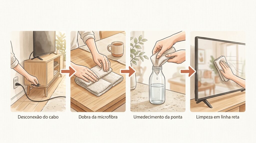 A tela da sua Smart TV ficou cheia de manchas azuis ou descascadas após a limpeza? Produtos multiuso destroem a película antirreflexo