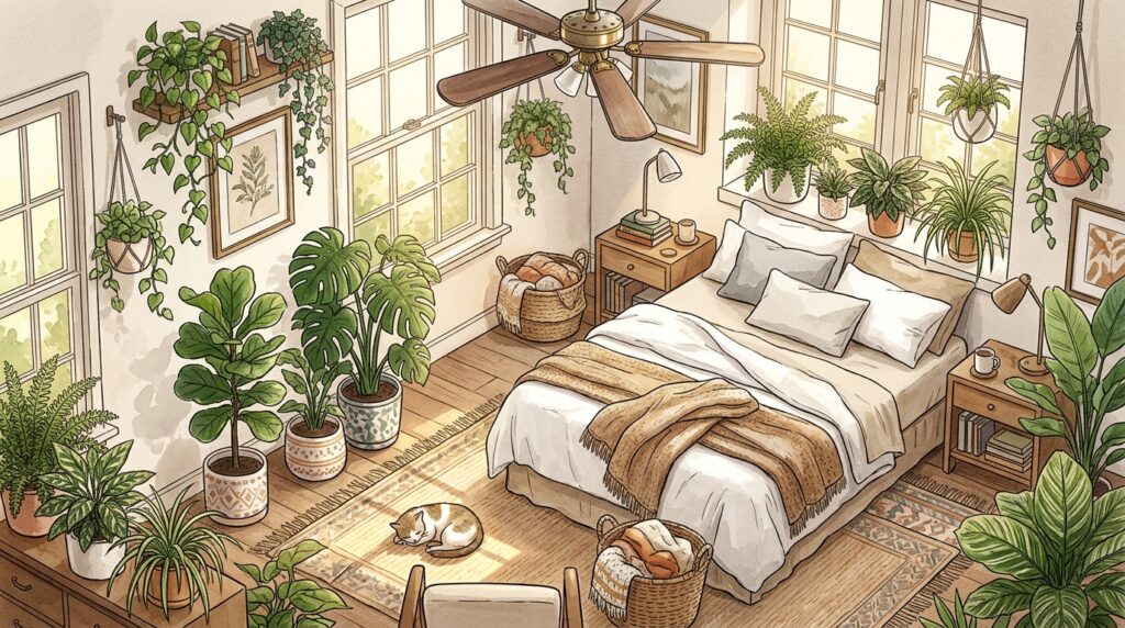 O truque da fronha velha para limpar o ventilador de teto sem derrubar poeira na cama