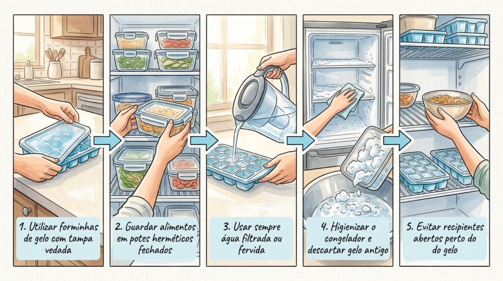 Os cubos de gelo ganharam um sabor estranho a alho ou cebola do congelador? A forte absorção de compostos orgânicos voláteis (COVs)