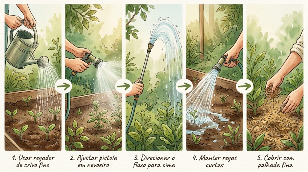Semeou relva em placas ou sementes e o solo começou a criar uma crosta dura como cimento? O choque do jato de água forte destruiu a germinação