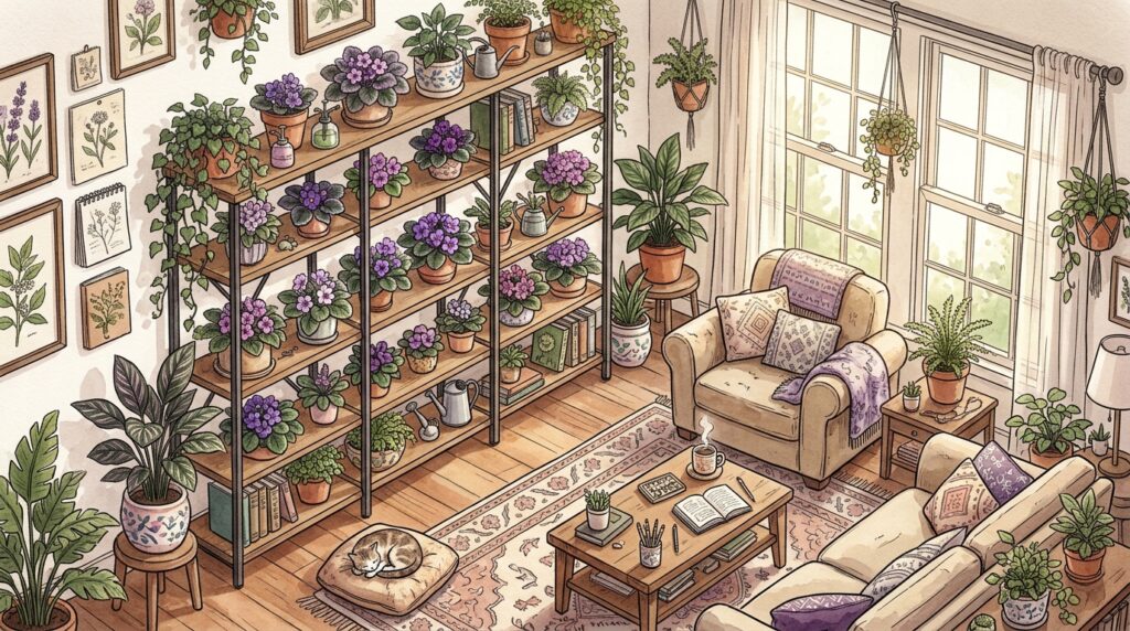 As folhas da sua violeta-africana ficaram cheias de manchas brancas e castanhas? O choque térmico das células do mesofilo
