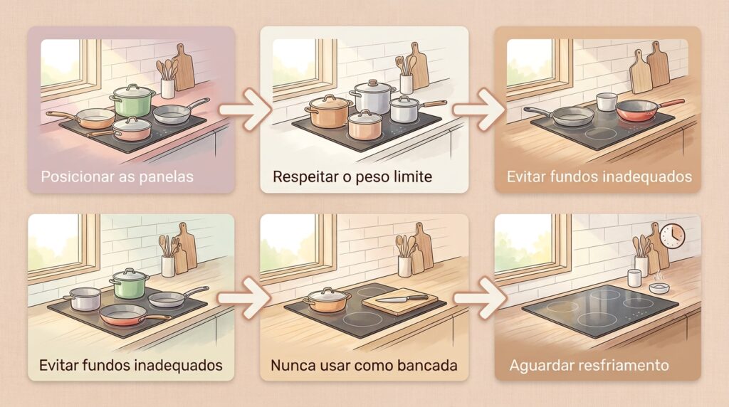 Um estalo seco seguido de um pequeno risco na mesa do cooktop? O impacto de panelas pesadas pode ter gerado uma trinca estrutural perigosa