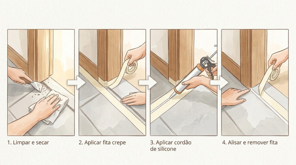 A tinta do aro da porta da casa de banho está a apodrecer junto ao chão? A madeira está a beber a água da esfregona