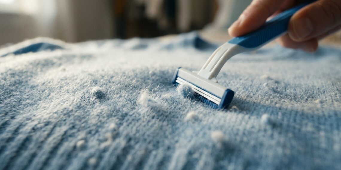 A sua camisola preferida está cheia de borbotos e parece velha? Uma lâmina de barbear nova faz a "depilação" das fibras