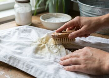 Usou lixívia para branquear uma camisa suada e ela ficou com manchas intensamente amarelas? A reação alcalina com as proteínas corporais