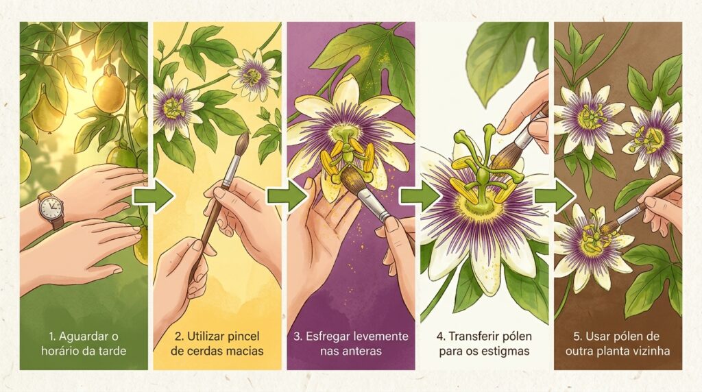 O seu pé de maracujá floresce abundantemente, mas as flores caem sem formar nenhum fruto? A ausência de polinizadores naturais na cidade
