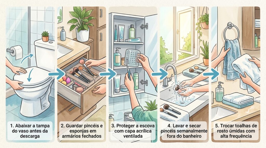 5 objetos que você deixa sobre a bancada do banheiro e que atraem colônias de fungos