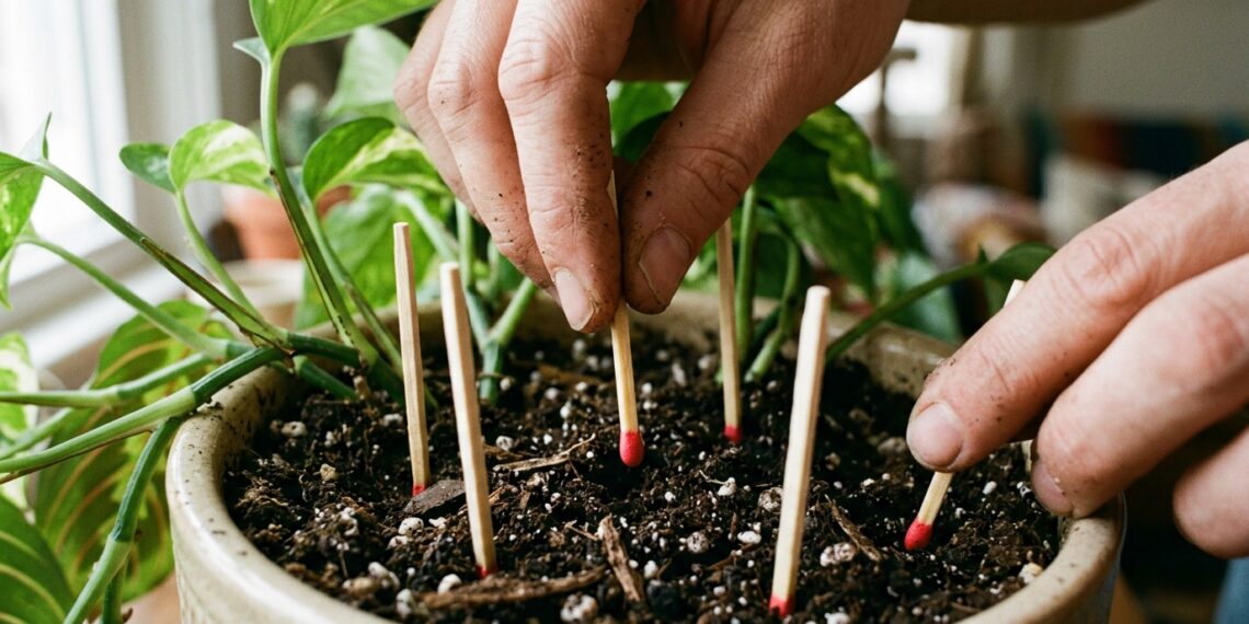 O truque do palito de fósforo enterrado no vaso que faz pimenteiras darem mais frutos