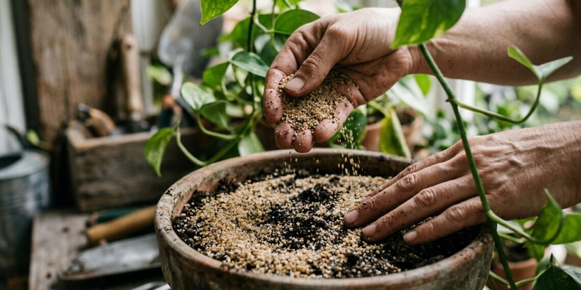 O truque da areia de construção no vaso que extermina os mosquitinhos da terra