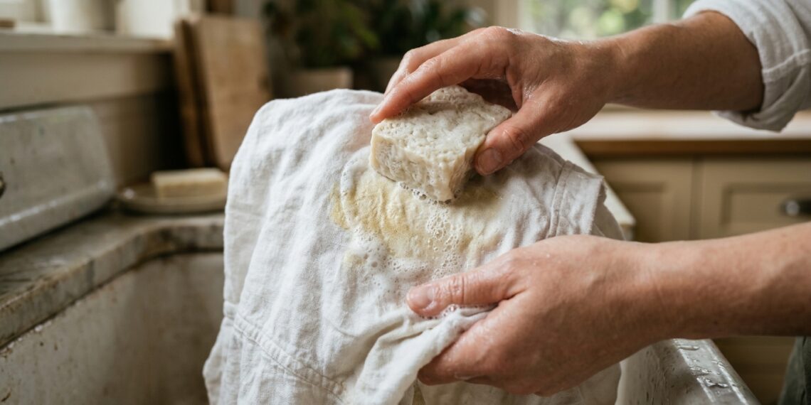 Suas camisas brancas de algodão e linho ficaram com manchas amarelas enormes após meses guardadas na gaveta? É a oxidação da goma residual